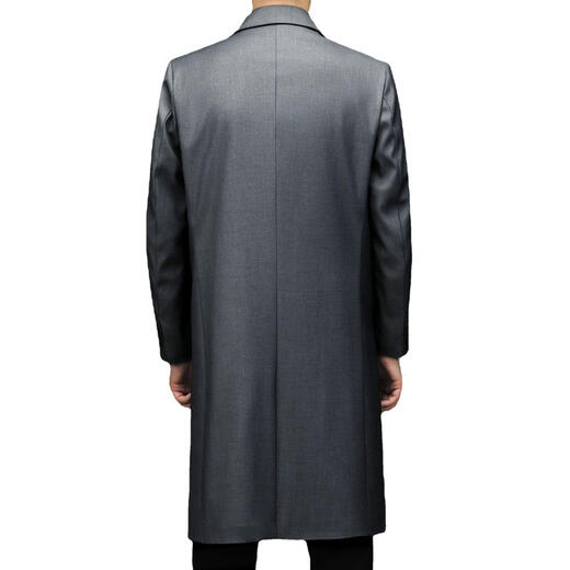 NOSSKISS international brand middle-aged windbreaker men's autumn and winter long knee-length single-breasted coat business casual solid color coat navy one size 185/XXL suitable for 155-170Jin Jin equals 0.5 kg