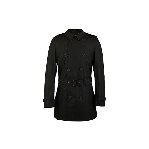 BURBERRY solid color lapel double-breasted belted windbreaker men's black black S