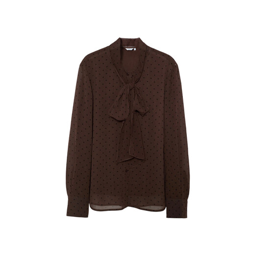 Eveli (eifini) Jiang Xin endorses Eveli's classic polka dot elegant streamer fashion versatile shirt 2025 winter new small top women's coffee M 105-115Jin Jin is equal to 0.5 kg