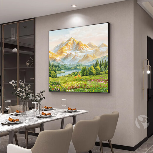 Mopai restaurant decoration painting hand-painted oil painting American flower high-end living room texture hanging painting square mural without punching icing on the cake 60*60cm hand-painted oil painting