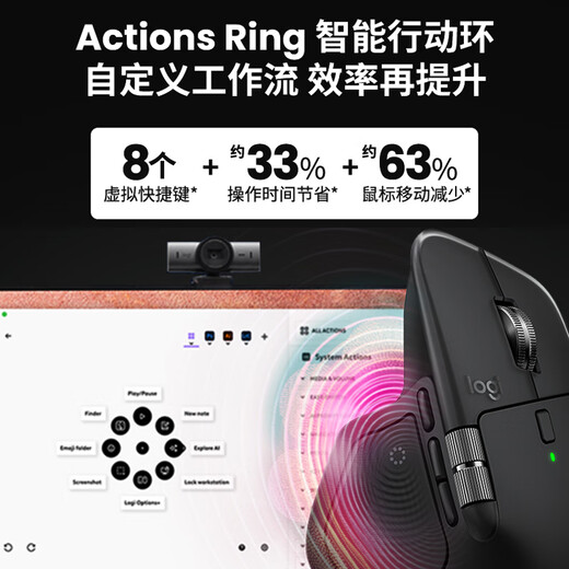 Logitech Master Series MX Master 4 Souris Bluetooth sans fil haute performance Souris de bureau Souris silencieuse améliorée Gris clair avec récepteur sans fil