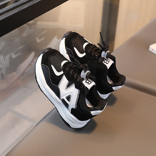 Terranis' same-quality 2025 new baby lace-up dad shoes for boys, casual running shoes for girls, lightweight double mesh, gray 21, inner length 13.5