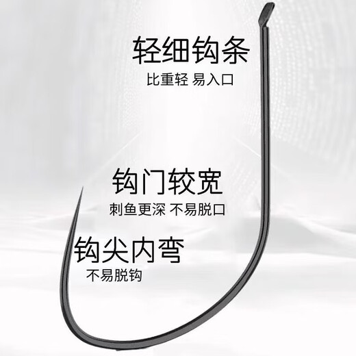 Competitive wolf tooth fishing hook thin titanium alloy black pit wild fishing carp and crucian carp stealing donkey bulk without barb No. 4 black competitive wolf tooth barbless 10 pieces