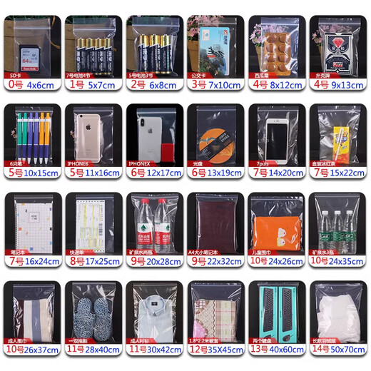 Netno ziplock bag transparent thickened seal bag food grade PE seal bag sub-package sample large plastic bag waterproof packaging bag white edge No. 7 extra thick 100 pieces 14*20 12 silk