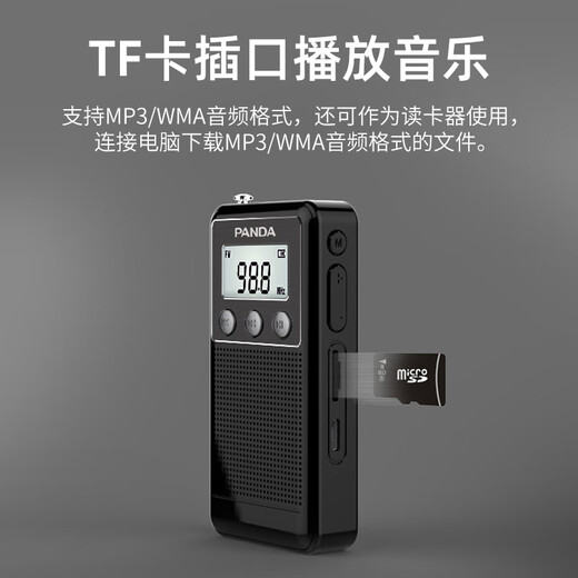 Panda (panda) 6204 full-band radio for the elderly plug-in card mini small radio charging semiconductor audio (white)