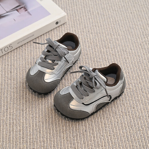 Terranis Yangma recommends 2025 spring and autumn new infant soft-soled non-slip toddler shoes for 0 to 3-year-old male baby casual silver 16_inner length 10.5cm