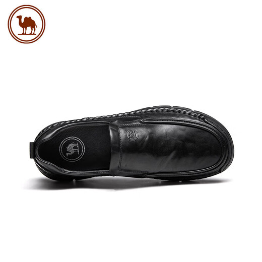 Camel Casual Leather Shoes Men's Business Cow Leather Soft Sole Comfortable Slip-On Men's Shoes P15A297013 Black 40