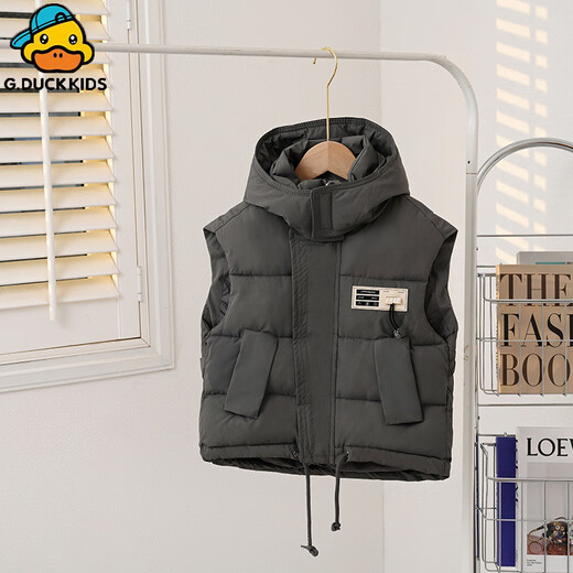 G.DUCKKIDS children's down cotton vest boys 2025 new autumn and winter mid-sized children's girls vest jacket outer vest khaki color 140 cm