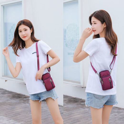 Chaosihui 2025 new mobile phone bag women's cross-body mini small bag 7-inch mobile phone bag universal halter neck wrist coin purse black 4 zippers - large cross-body + arm