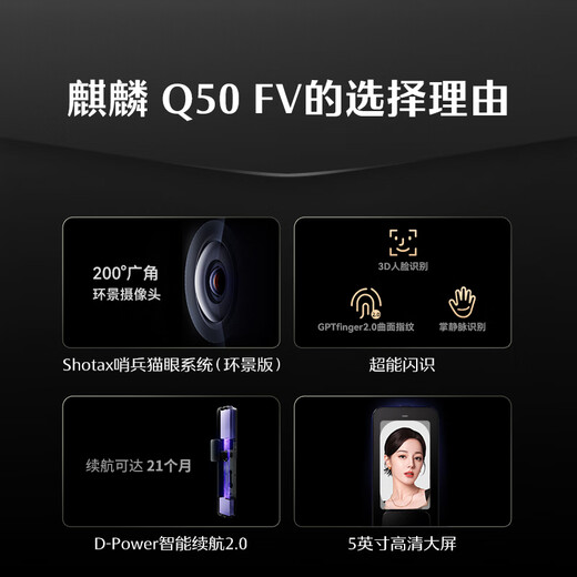 德施曼（DESMAN）智能门锁3D人脸识别环景哨兵可视猫眼大屏防盗电子锁Q50FV