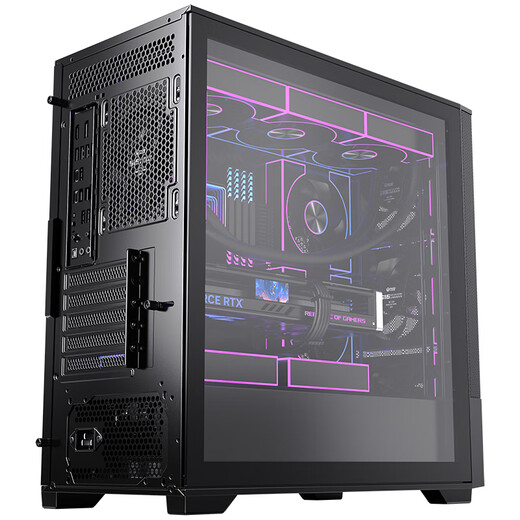 半岛铁盒（PADO）W3黑色游戏电脑台式机主机箱 （11风扇位强散热/360水冷/MATX主板/滑玻侧板/5槽PCIE/兼容5090）