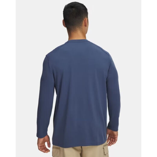 Under Armor men's sports and fitness T-shirt long-sleeved Henley shirt sweat-absorbent and breathable running workout lining anti-odor Nu Blue - 418 S suitable for bust 86-94cm