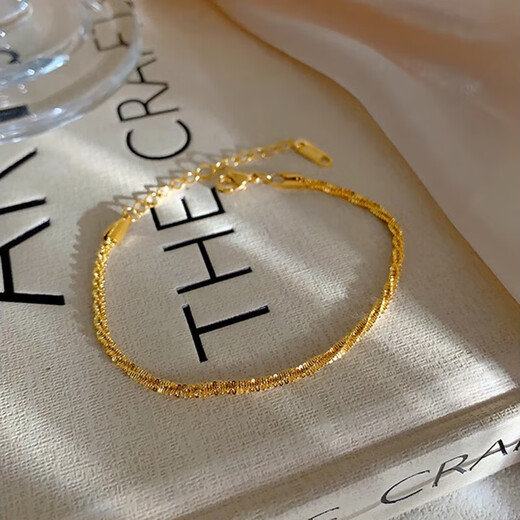 Shudou Lao Phoenix 999 withdrawal benefit 18K gold sparkling bracelet for women 2025 new color gold bracelet Lao Feng