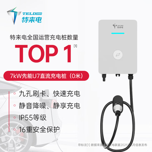 Telaidian Nine-hole DC Charging Pile 7kW Home 220V Fast Charging New Energy Electric Vehicle Swipe Card Adapted to Weilai Hongqi EQM5 Ideal Wuling Geely DC Port Model Wall-Mounted - 0 Meter Installation