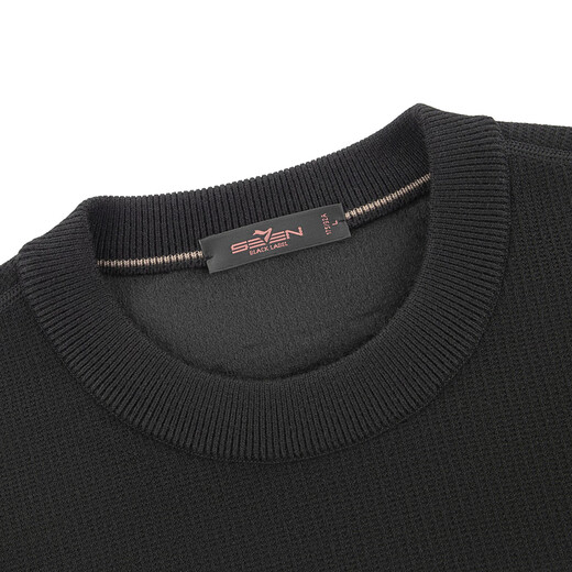 SEVEN (SEVEN) SEVEN Contains wool/mulberry silk/velvet pullover thick sweater for men autumn and winter new casual warm sweater black L (175/92A)