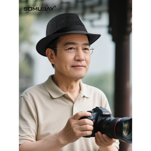 SOMUBAY middle-aged and elderly father's hat autumn and winter grandpa and old man high-end spring and autumn hat British retro short-brimmed gentleman's hat three-piece set-four seasons black hat + scarf + gloves M (56-58cm)