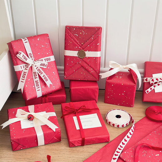 DOROCH red gift wrapping paper with ribbon bell, New Year's Day annual party raffle gift, Christmas New Year gift bouquet