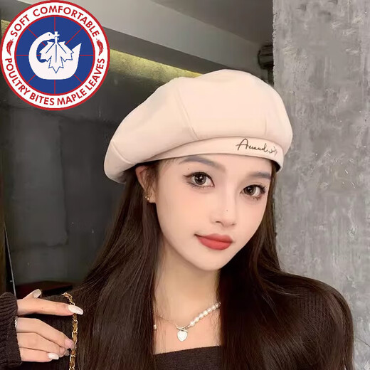 SCOTT GOOSE autumn and winter new woolen beret fashionable British style painter hat retro versatile face-showing little beret hat for men and women black M (56-58cm)