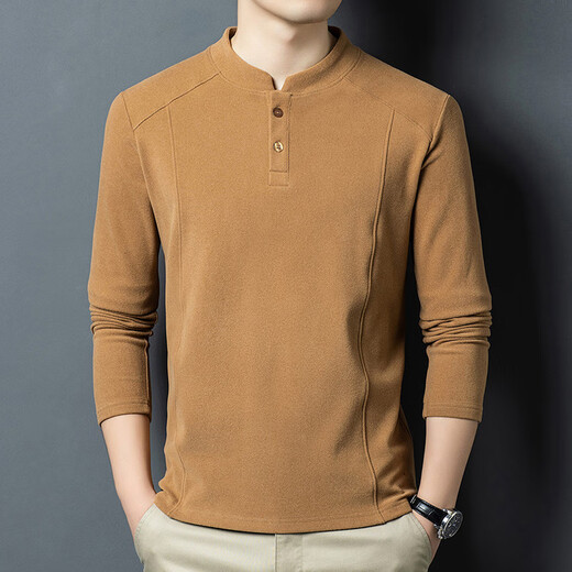 AEMAPE American Apple high-end double-sided German velvet men's sweatshirt autumn and winter Henry trend versatile long-sleeved bottoming shirt for men white German velvet L recommended 110-130Jin Jin equals 0.5 kg