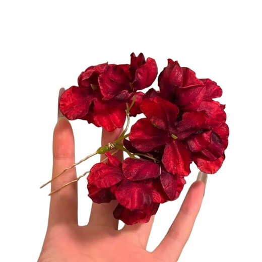 QBILY Simulated flower hairpins 3-pack Bridal engagement retro red flower new Chinese dress accessories Rose purple simulated flower hairpins 3-pack