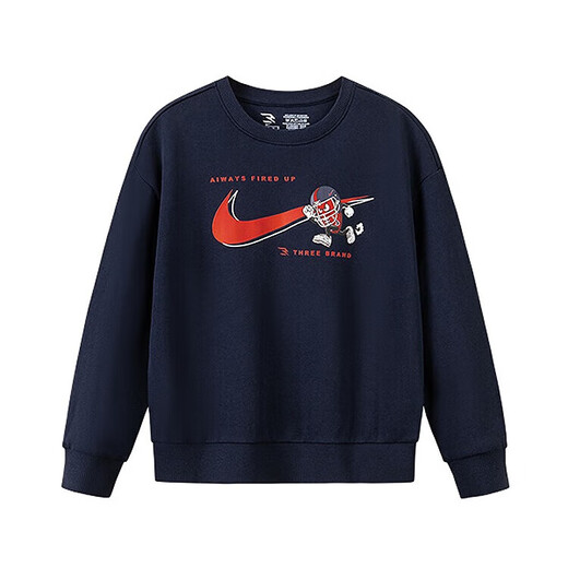 NIKE Nike Boys Suit Plus Velvet Winter 2025 New Girls Sports Cotton Sweater Two-piece Set Children's Long Sleeve Indigo 2198 Autumn and Winter Plus Velvet Style High Weight 140 /S Recommended Height 128-140cm