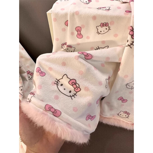 MAULTIAY sweet HelloKitty velvet pajamas for women, autumn and winter 2025 new style, large size home wear set, picture color <small quantity in stock> M