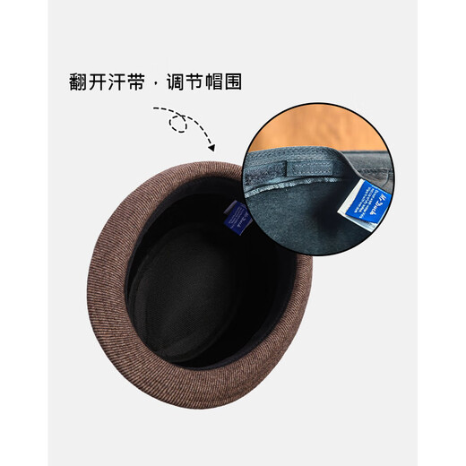 Mr DUCK winter woolen woolen hat middle-aged and elderly dad and grandpa retro jazz hat thickened and warm high-end British gentleman hat striped dark gray (handmade hat)-MW16092 M (suitable for 56-58cm head circumference)