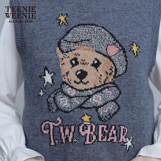 Teenie Weenie Bear Cartoon Sweater Women's 2025 Winter New Women's Sweater Gray 170/L