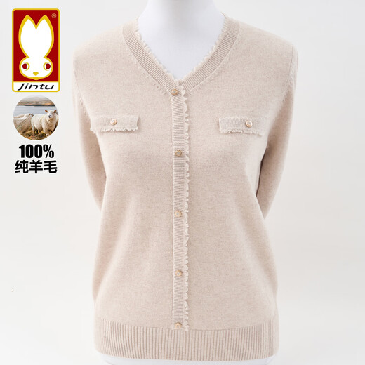 Jintu brand 100% pure wool sweater 2025 autumn and winter new style middle-aged women's mother's sweater fashionable knitted sweater top gray 100 pure wool L recommended 90-105Jin Jin equals 0.5 kg
