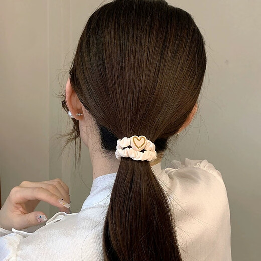 Ye Feili 5 love hair ropes for girls with ball head and ponytail high elastic rubber band hair rope that does not hurt the hair small intestine hair ring leather sheath hair accessories