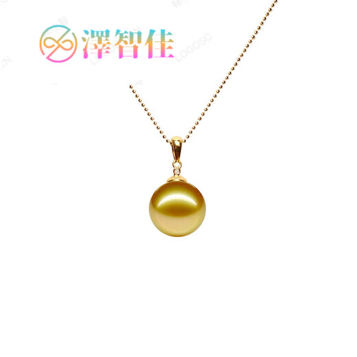Zezhijia (zezhijia) gold Nanyang thick gold demon purple pearl pendant single 12-14mm perfect round bright light necklace for women gold pearl 12mm pendant with chain beauty