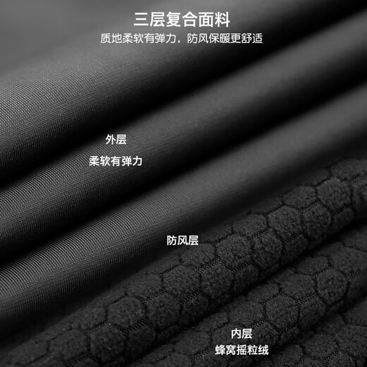 LAMEDA Autumn and Winter Men's Fleece Cycling Suit Warm Fleece Windproof Jacket - Sui Feng Black XL