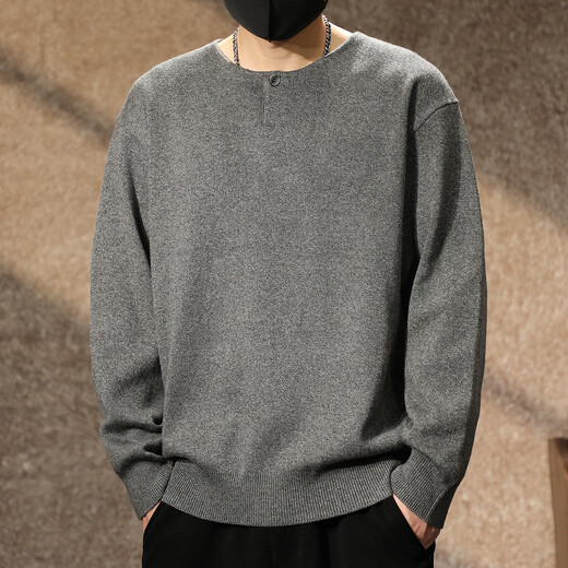 Ten Cranes American retro high-end Henry collar sweater men's autumn and winter trendy loose casual warm bottoming sweater Huaka (520g heavy knitted sweater) 2XL (160-180Jin Jin is equal to 0.5kg)