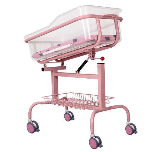 Pei's confinement center crib hospital same style newborn baby stroller multifunctional stainless steel removable anti-spill milk white tiltable + mattress + mosquito net + translucent square basin