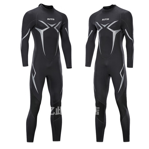 L Wetsuit one-piece men's 3mm warm, super elastic and wear-resistant wetsuit, cold-proof wetsuit, winter swimming suit, black XS