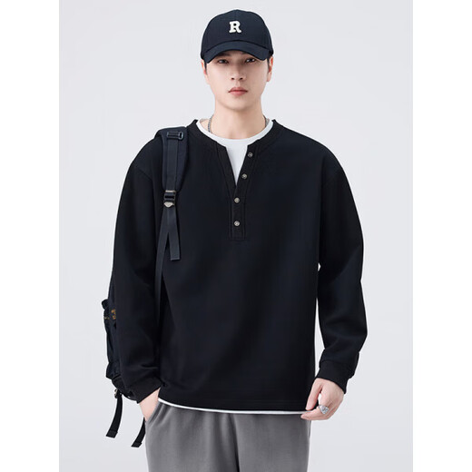 Funny Henry shirt fake two-piece Henry collar fake two-piece sweatshirt men's spring and autumn new loose American casual gray 6173 M 90115Jin Jin is equal to 0.5 kg