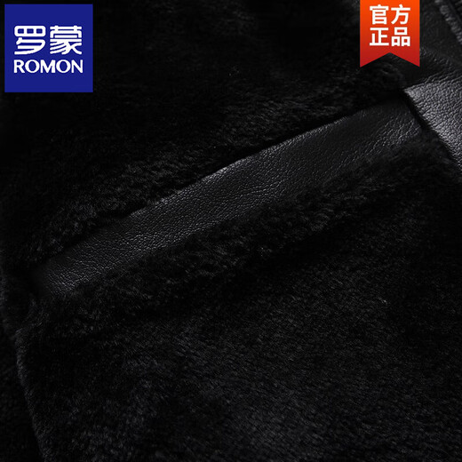 ROMON middle-aged and elderly dad winter coat fur collar 2026 new winter velvet thickened men's leather jacket black fur collar detachable XL 125-145Jin Jin equals 0.5 kg