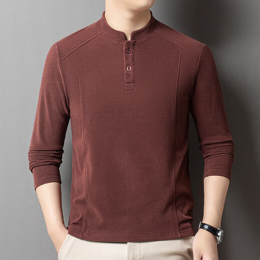 GOLDLION G+ goldlion broken code 2026 autumn and winter double-sided German velvet bottoming shirt men's Henry collar trendy versatile long-sleeved warm shirt blue gray M