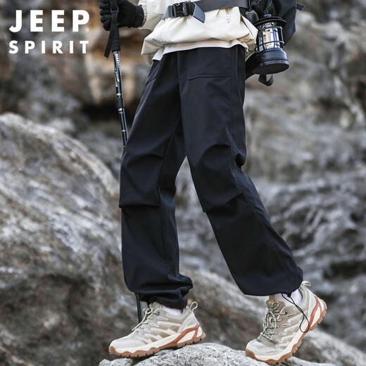 JEEP SPIRIT Jeep American overalls men's autumn and winter loose outdoor assault paratrooper sweatpants black XL