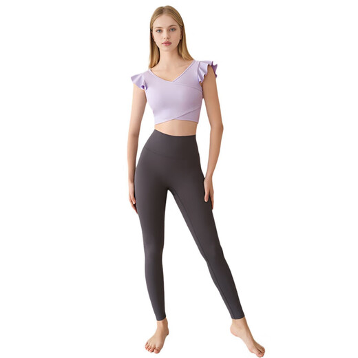 Yoga clothing nude vest for women summer Pilates training fitness clothing sports top with chest pad light green S