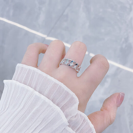 Beijing Gold Trading Center Co., Ltd. Platinum solid live S-shaped chain ring for men, personalized trendy unisex ring, mother and lover's birthday, Mid-Autumn Festival gift Platinum solid live S-shaped chain ring (approximately 7.04g)