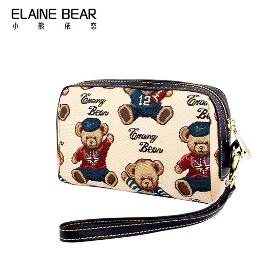Bear attachment women's bag fashionable woven canvas hand bag long casual portable mobile phone coin purse bag
