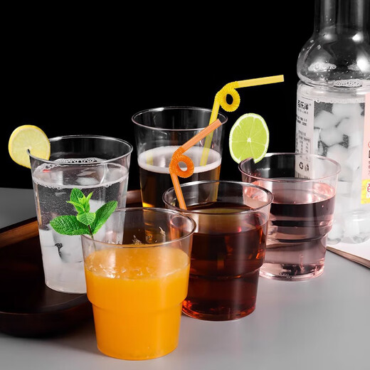 Disposable cup aviation cup thickened PS transparent food grade hard plastic tea cup home wedding banquet bar space cup 100 pieces 160ml