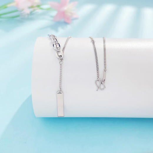 Laofu gold platinum necklace signed on the tassel, simple, fashionable and versatile necklace for boyfriend and husband holiday birthday gift 2025, about 6.46g