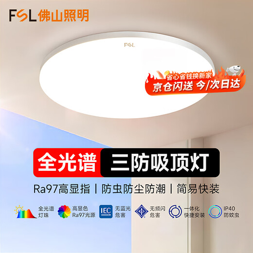 FSL Foshan Lighting LED three-proof ceiling lamp moisture-proof, dust-proof and mosquito-proof corridor balcony lamp 8 watts - white light (6000K) 185*56mm