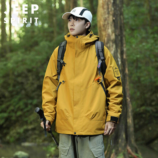JEEP SPIRIT Jeep Outdoor Jacket for Men and Women in Autumn and Winter Couple Three-in-One Mountaineering Jacket Men's Suzaku Red L