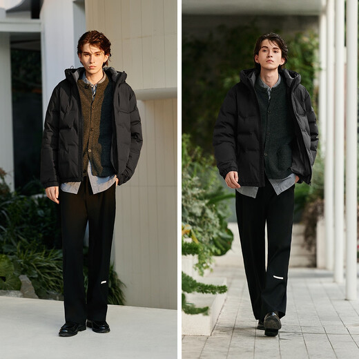 Semir down jacket men's winter 90 velvet waterproof jacket straight-filled velvet seamless taped solid color hooded 101724113101