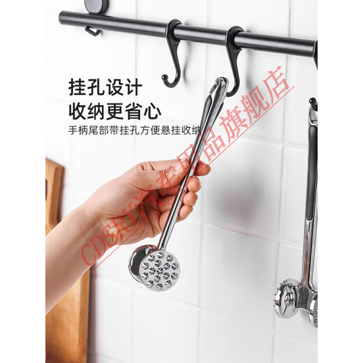 CLCEY Кухонный молоток для мяса Специальный молоток для стейка Нержавеющая сталь 304 Молоток для мяса с большим ребром и свободная игла для мяса Инструмент для приготовления стейка 02_304 Подвесное отверстие из нержавеющей стали Двусторонний молоток для мяса