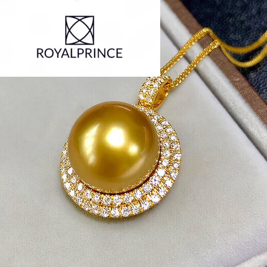 ROYALPRINCESS Philippines thick golden sea pearl single necklace gold South Sea gold bead pendant 1314mm