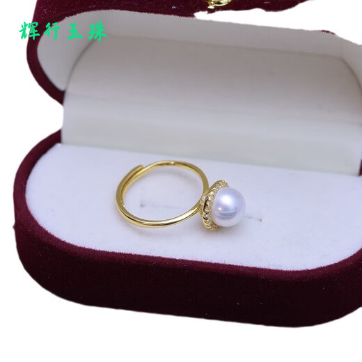 Zhuji natural freshwater pearls, strong light, nearly round beads, almost flawless, S925 silver women's adjustable ring, silver accessories + white pearls, opening adjustable